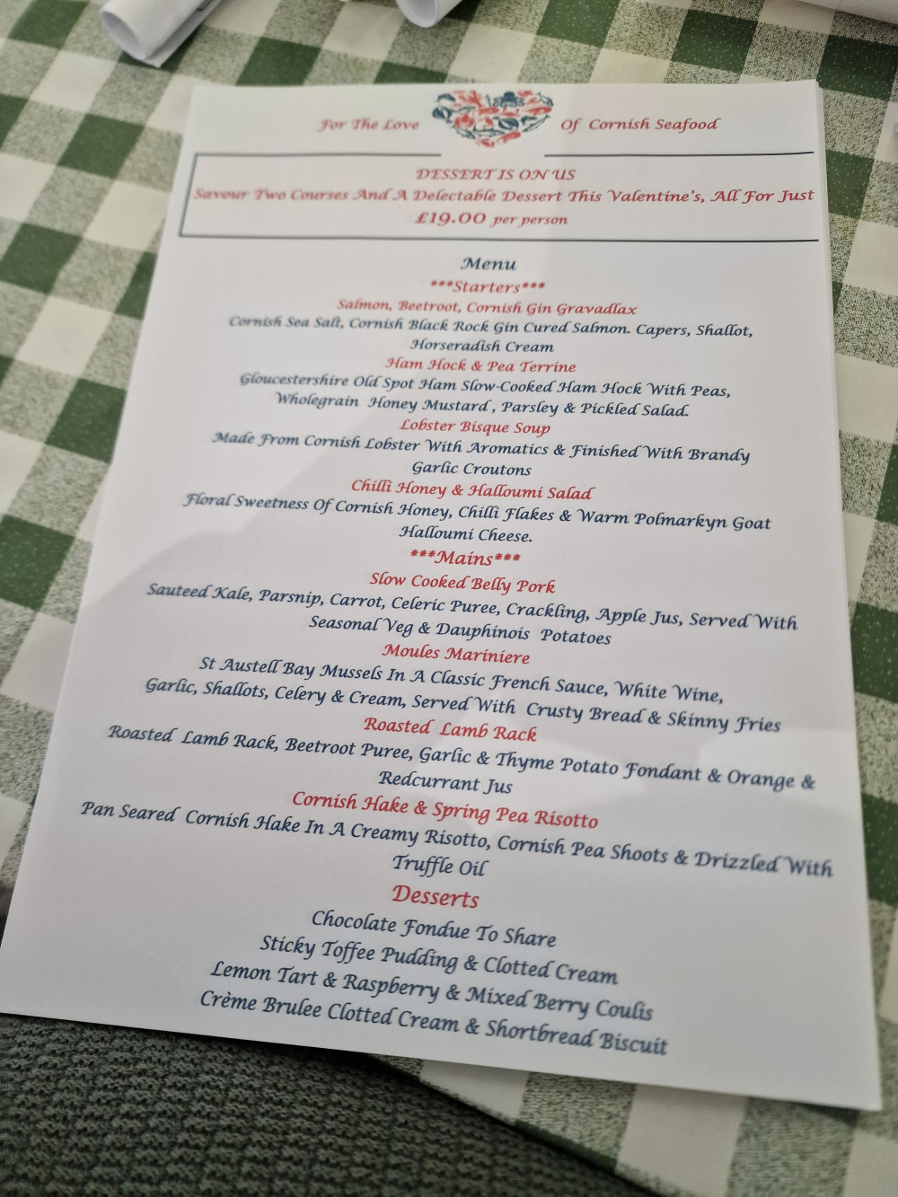 Valentines ๐ Week at The Four-Seas Seafood Restaurant-Falmouth Valentines ๐ Week at The Four-Seas Seafood Restaurant-Falmouth