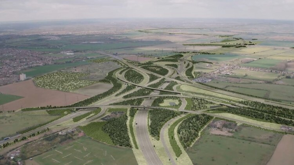 An artist's impression of A13, A1089 Lower Thames Crossing junction