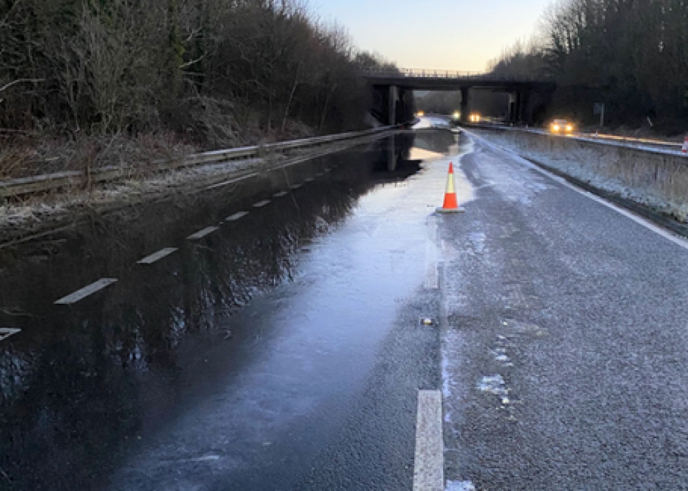 Closer to Frome : This was the A303 last week flooded out