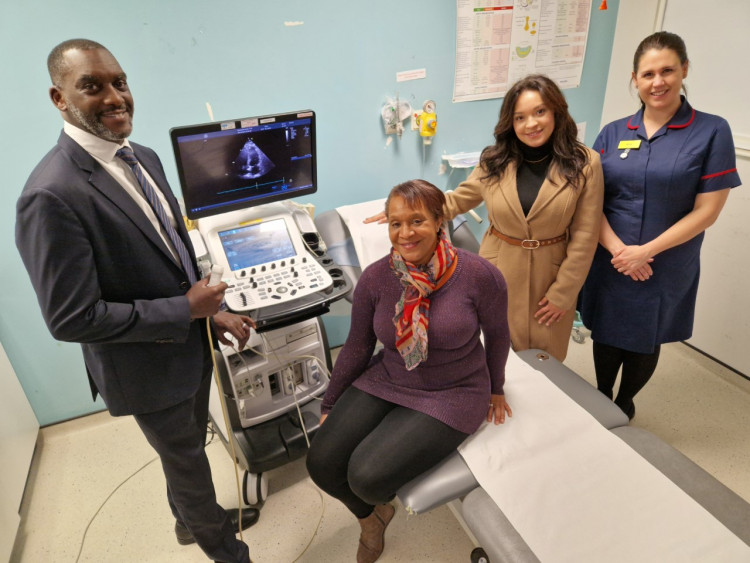 Dr Jason Dungu, Consultant Cardiologist, Donna James, Natasha James and ICC Nurse Amy Hardy-Wallace.