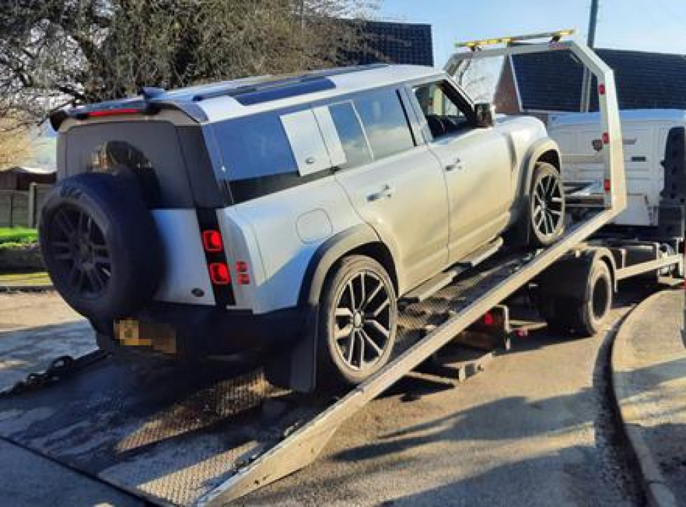 A Land Rover Defender were among the items seized by police