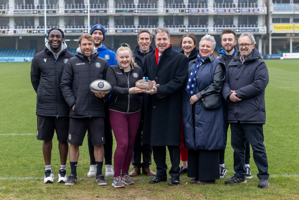 Metro Mayor Dan Norris at a special reception with the staff, volunteers and alternative learning hub pupils of Bath Rugby Foundation to kick of their 20th birthday celebrations