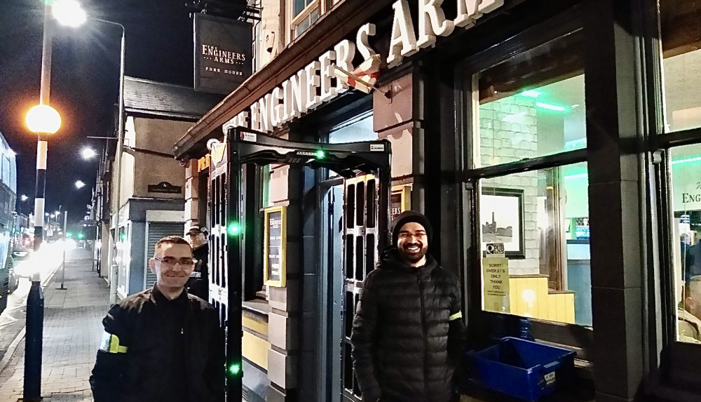 A knife arch was set up outside The Engineers in Coalville. Photos: North West Leicestershire Police