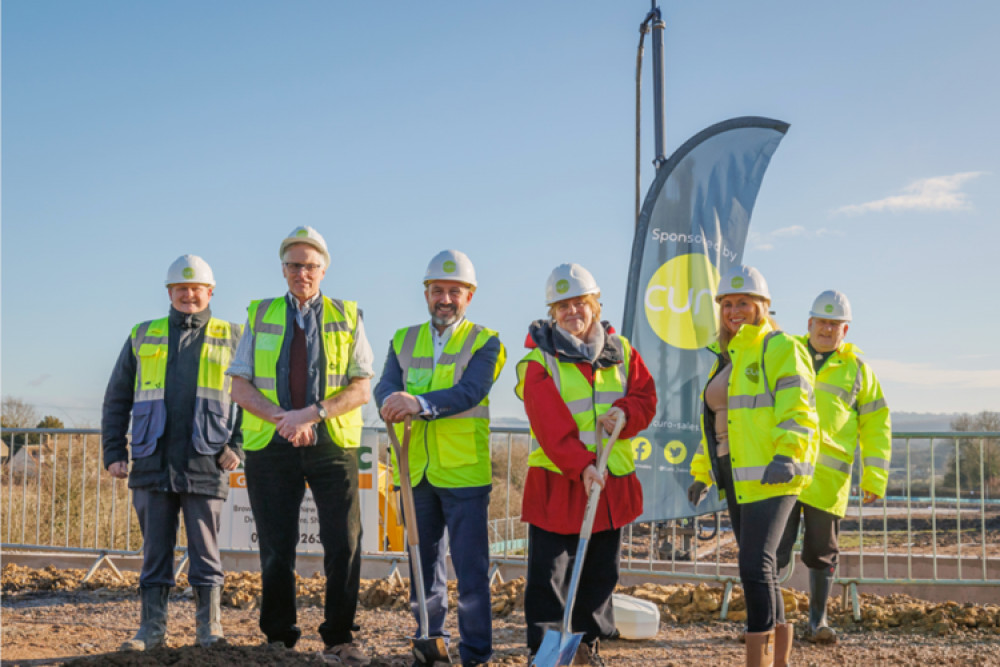 Pictured above from left to right: Paul Fackrell Head of Construction, Jim Dowling Chair of Selwood Parish Council, Victor da Cunha Chief Executive Officer, Councillor Ros Wyke Leader of Mendip District Council, Lisa Howells Sales Marketing Customer Care Director, Tom Duggan Senior Site Manager