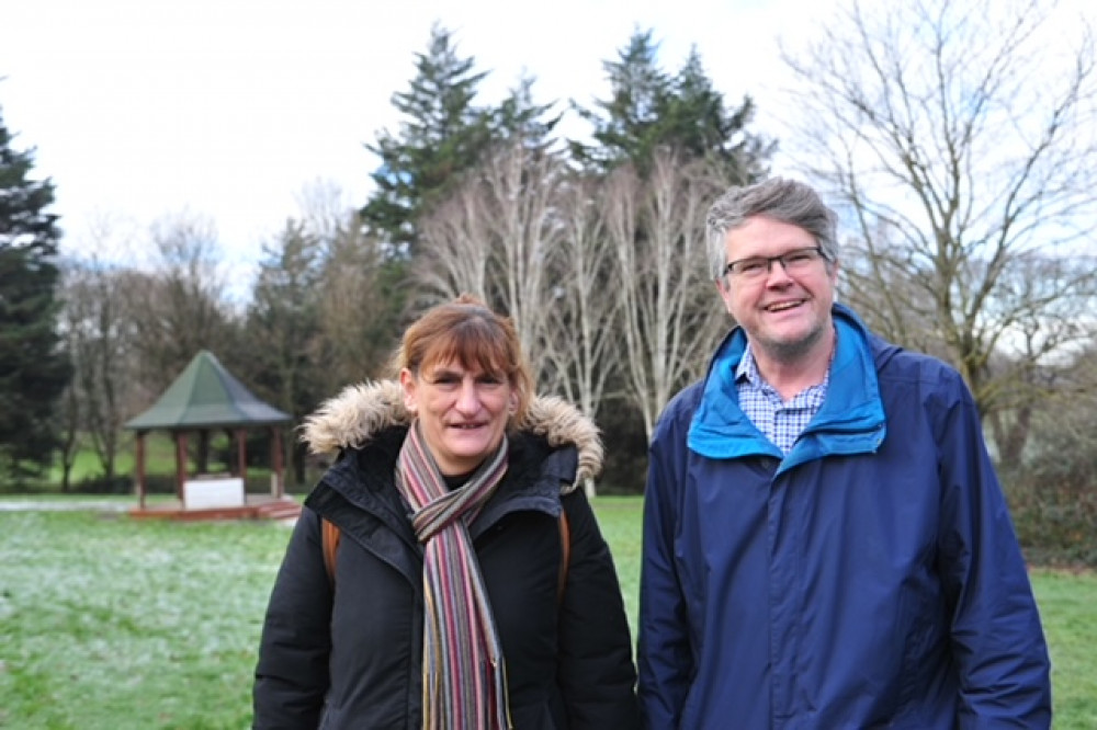 Cllr Jon Ball (Lib Dem Planning spokesperson) and Cllr Athena Zissimos (Lib Dem Cllr for Hanger Hill ward) in Hanger Hill Park, one of the green spaces threatened with dedesignation Cllr Jon Ball (Lib Dem Planning spokesperson) and Cllr Athena Zissimos (Lib Dem Cllr for Hanger Hill ward) in Hanger Hill Park, one of the green spaces threatened with dedesignation