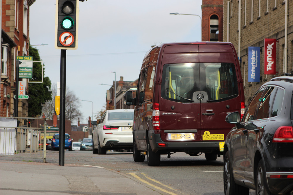 Cars on Churchill Way in Macclesfield. (Image - Alexander Greensmith / Macclesfield Nub News) 