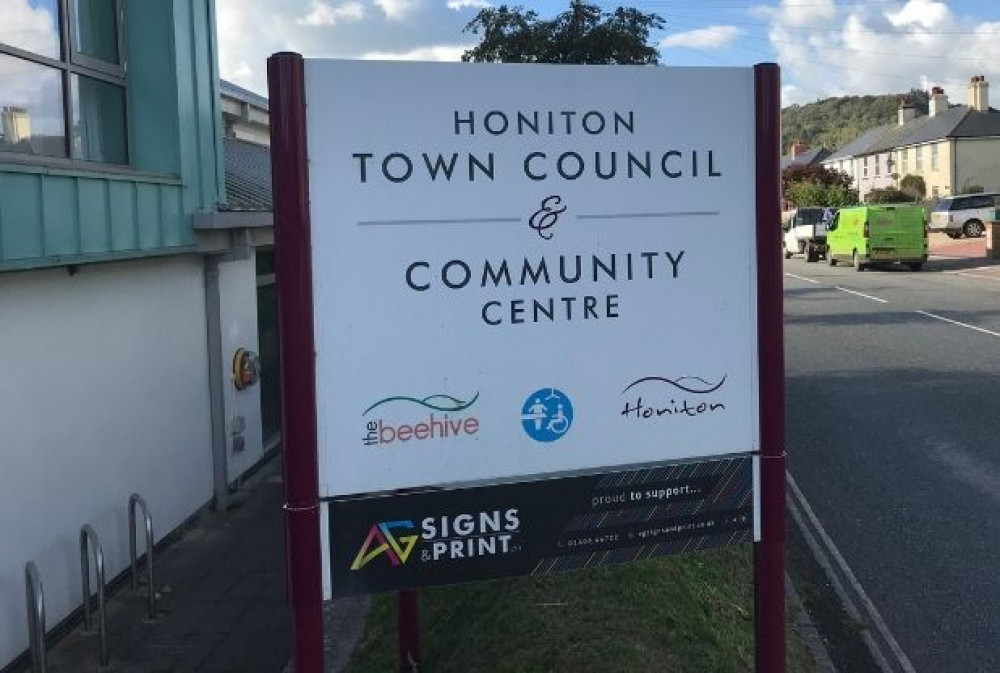 Honiton Town Council sign outside The Beehive 