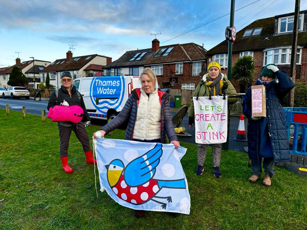 The Teddington Bluetits has targeted Thames Water over the weekend through a series of protests as the privatised water company carried out filming for a new advert. 