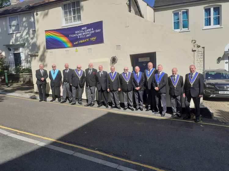 Members of Maldon Masonic Lodge prepare to pay tribute to the NHS