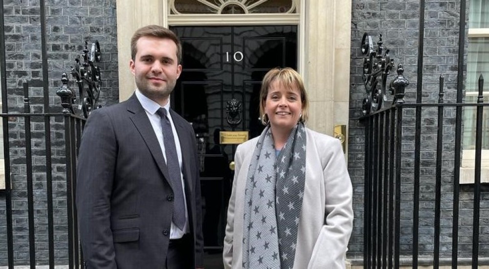 Stoke-on-Trent City Council leader Abi Brown and deputy leader Daniel Jellyman on the steps of No 10 on Monday (Stoke-on-Trent City Council).