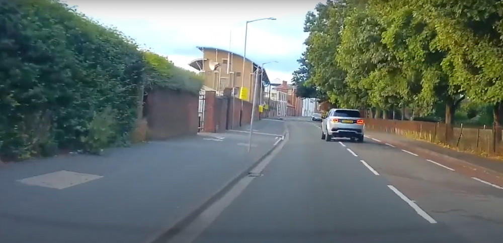 The footage of the speeding Land Rover was captured near Warwick Racecourse (image via Warwickshire Police)