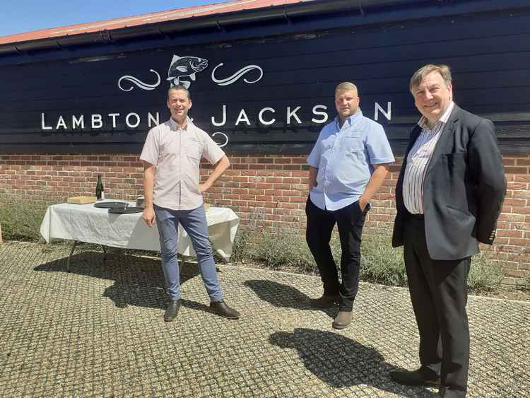 (From left) Darcy Lambton and Sean Jackson with Maldon MP John Whittingdale at the opening on Friday