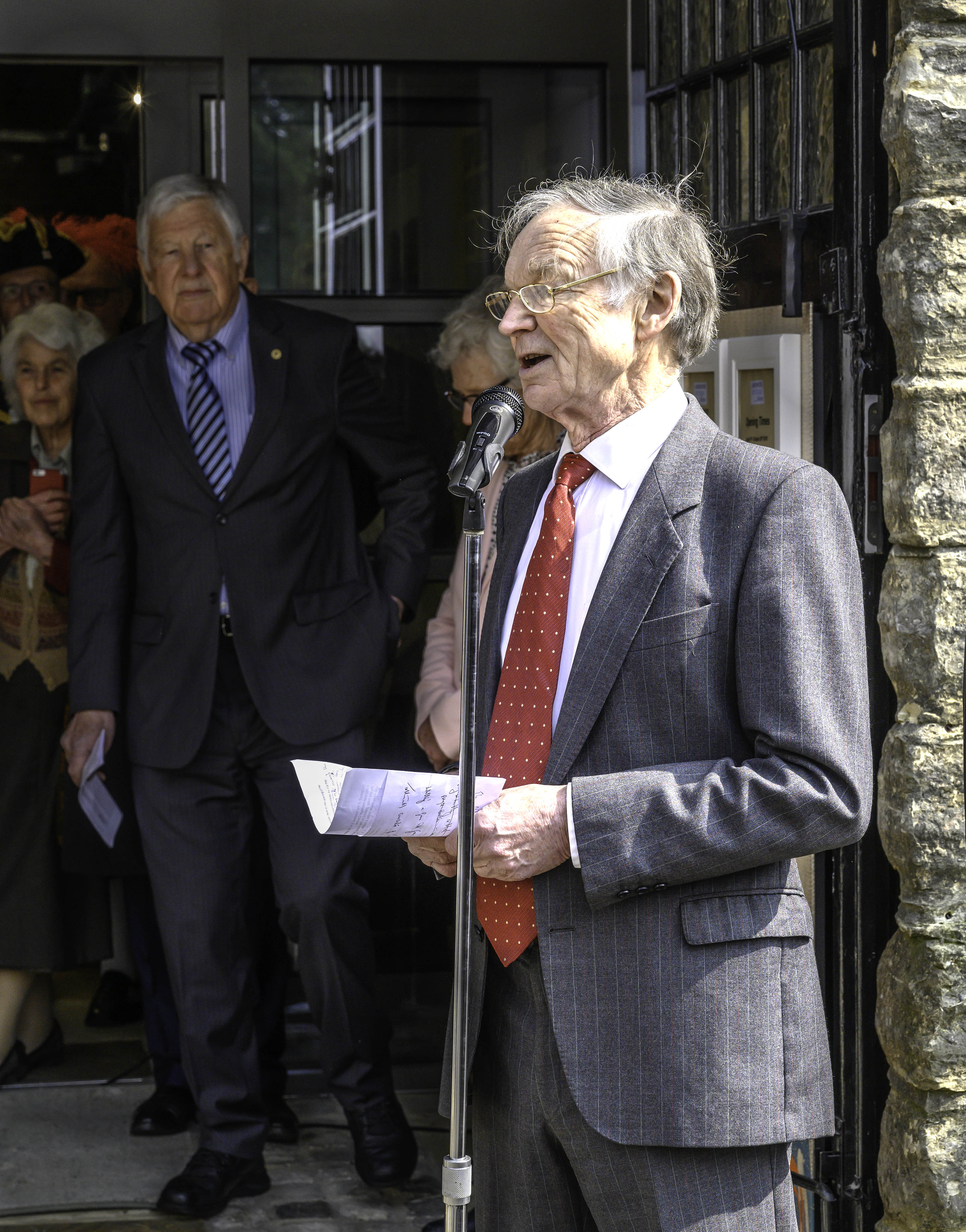 Dr John Church at the re-opening of the Axminster Heritage Centre in 2019 following the major refurbishment