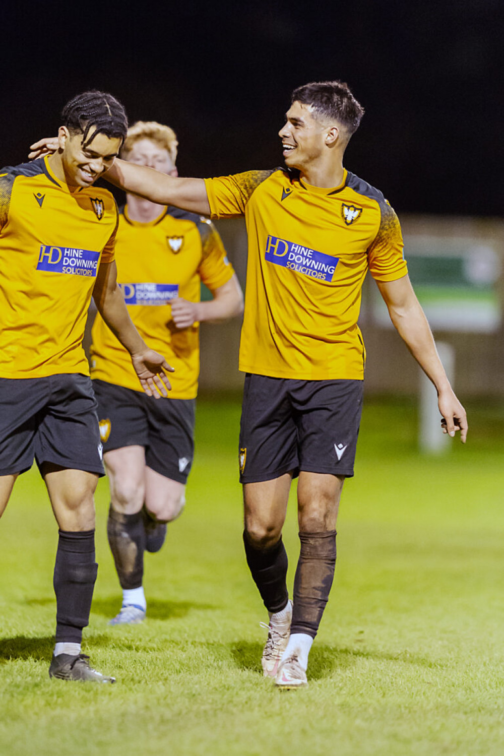 Tim Nixon celebrates his first goal in Wednesday night's win over Barnstaple (Image: Falmouth Town) 