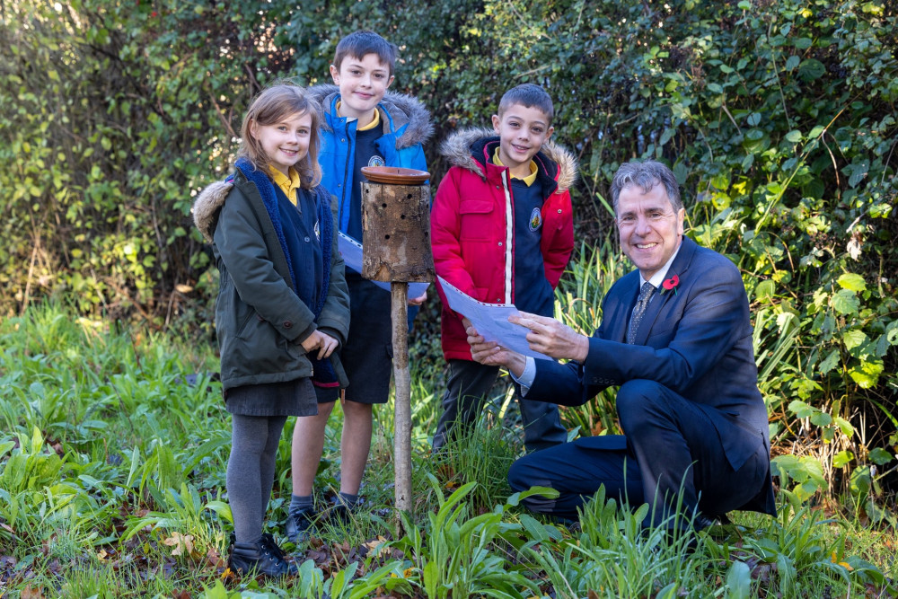 Metro Mayor Dan Norris at Wheatfield Primary School in Bradley Stoke,  one of the winners of the Mayor’s West of England Bee Bold Awards