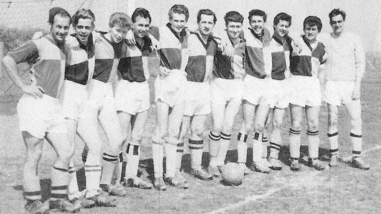 Ginger Bartlett (third from the left) pictured in a Lyme first team of the 1960s