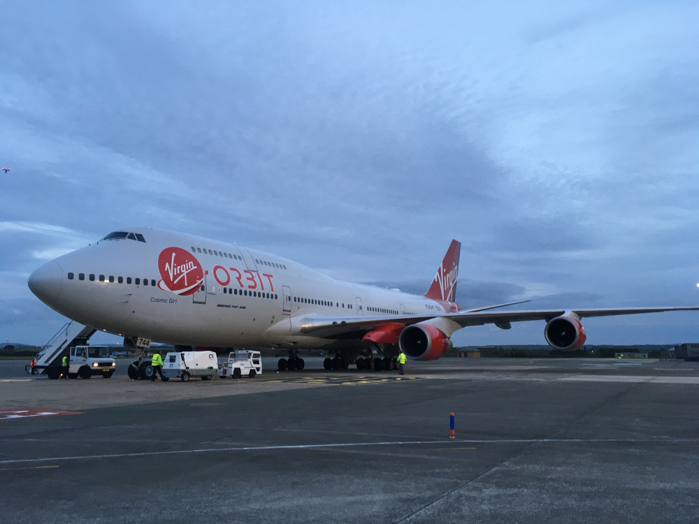 Virgin Orbit\'s Cosmic Girl arrived at Spaceport Cornwall ahead of its first launch (Image: Richard Whitehouse/LDRS)