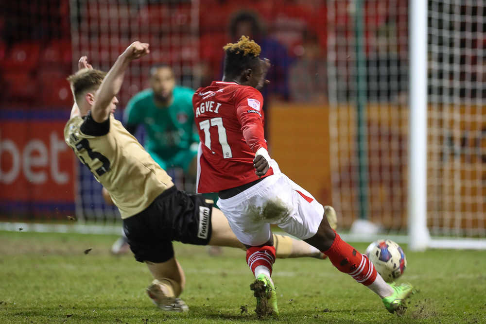 Dan Agyei went close for Crewe in the first half (Picture credit: Kevin Warburton).