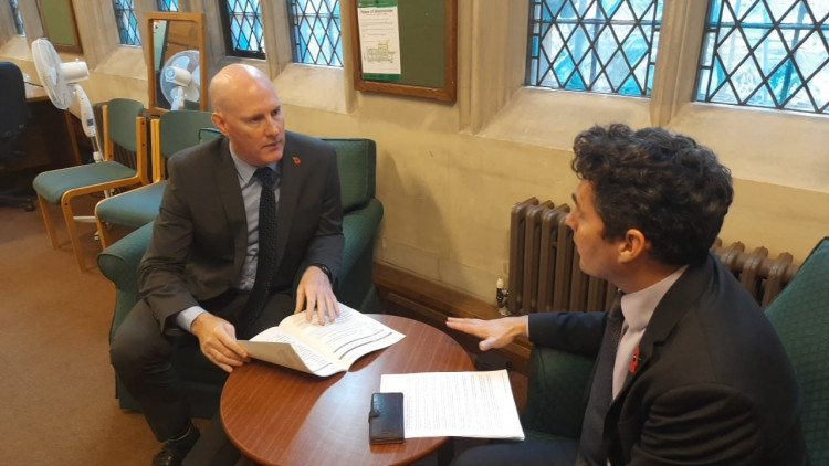 Dr. Kieran Mullen, MP meeting Huw Merriman, MP to discuss Crewe's Rail HQ bid