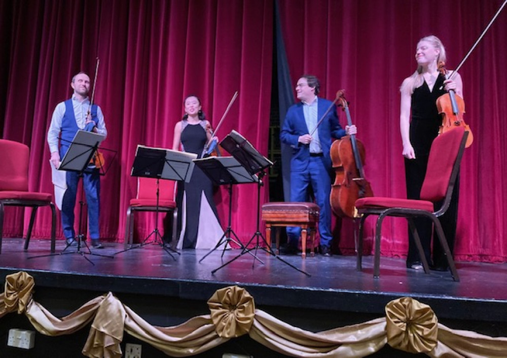 The Doric String Quartet take a bow after their concert at The Gateway Theatre in Seaton (photo credit: Angela Willes)