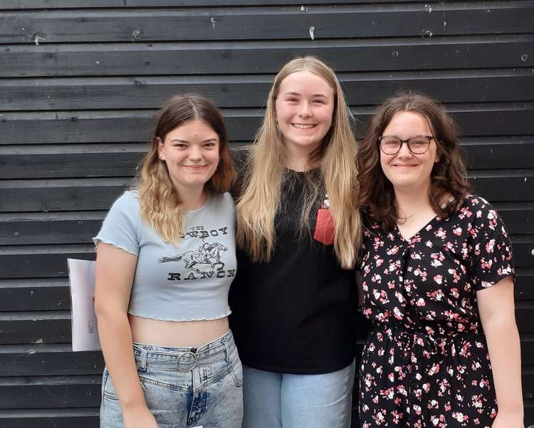 Ella Newson, Darcie Vernon and Jessica Smith celebrate GCSE success