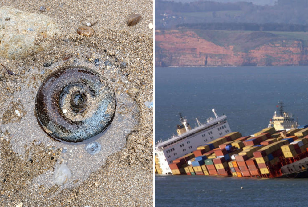 L: The object (HM Coastguard). R: MSC Napoli (Richard Austin)