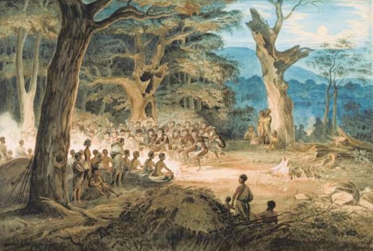 An early representation of an Aboriginal gathering