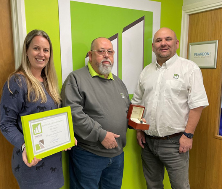 Bill Adams flanked by managing director Peter Wiffen and finance director Kelly Thorn