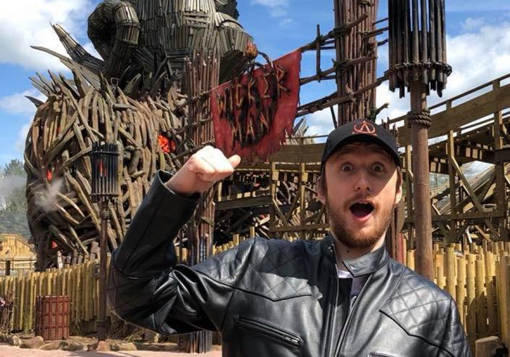 Sean Evans at Alton Towers ride 'Wickerman' (Sean Evans).