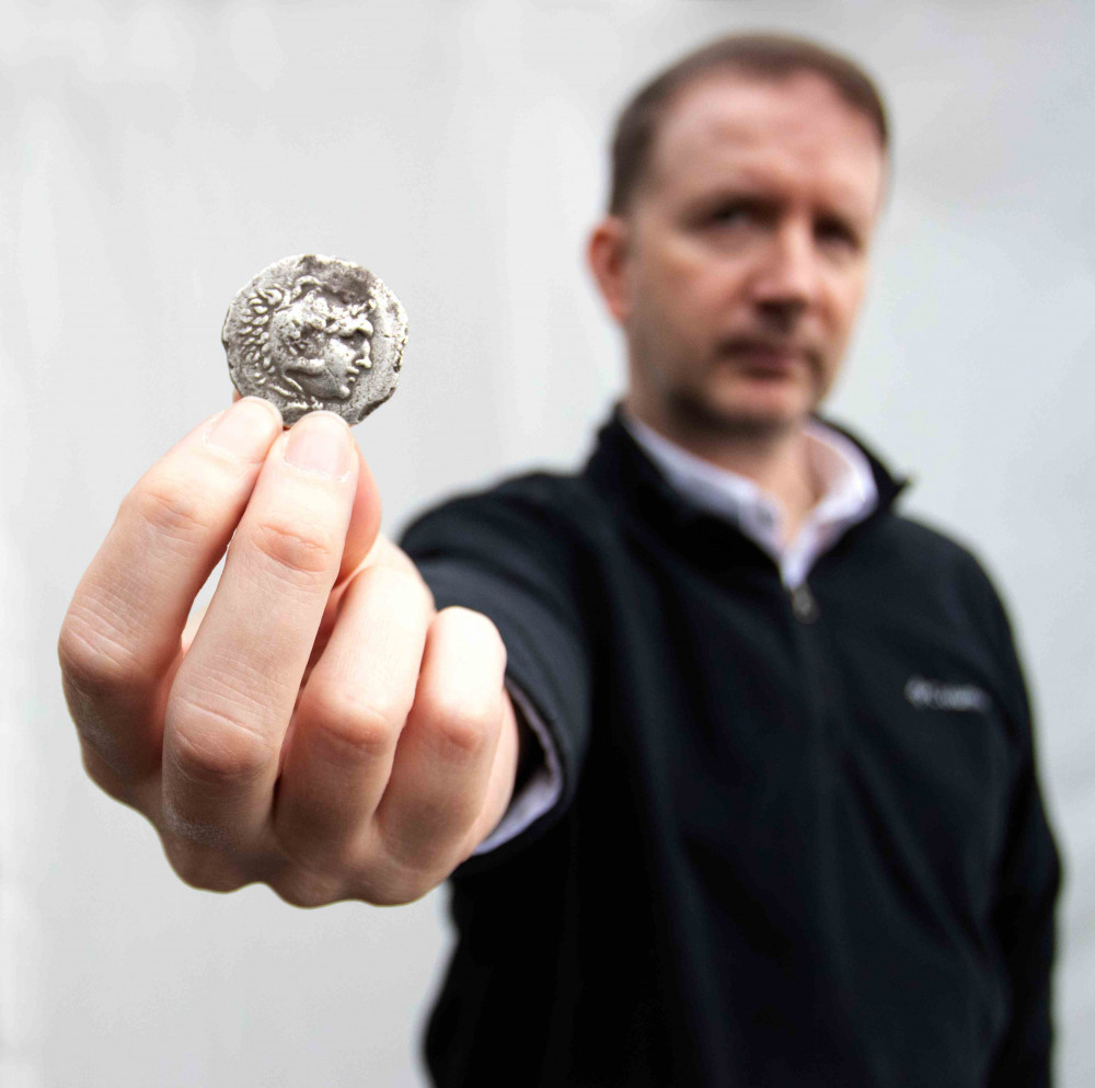 Mark Laban of Hansons with the rare coin found in Baldock. CREDIT: Hansons 