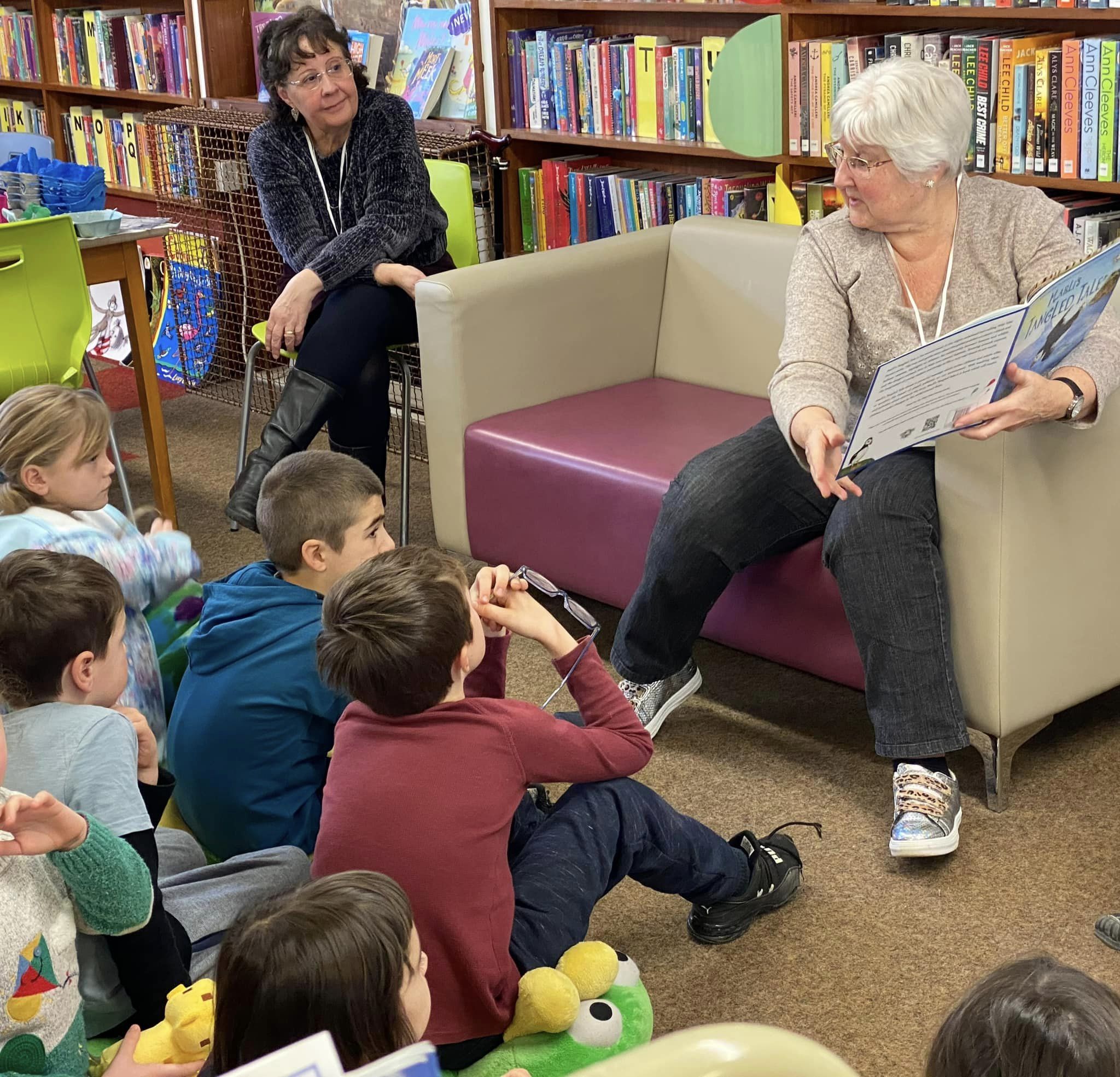 Children enjoyed story time at Axminster Library, organised by Plastic Free Axminster