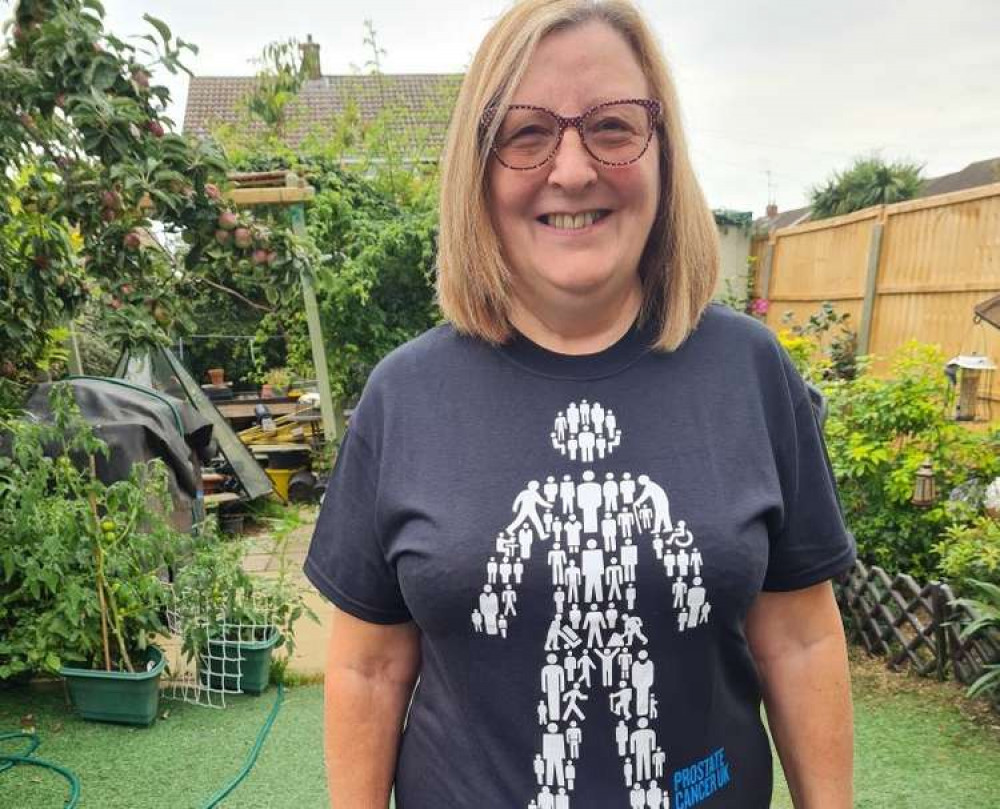 Councillor Jeanette Stilts in her Prostate Cancer UK T-shirt