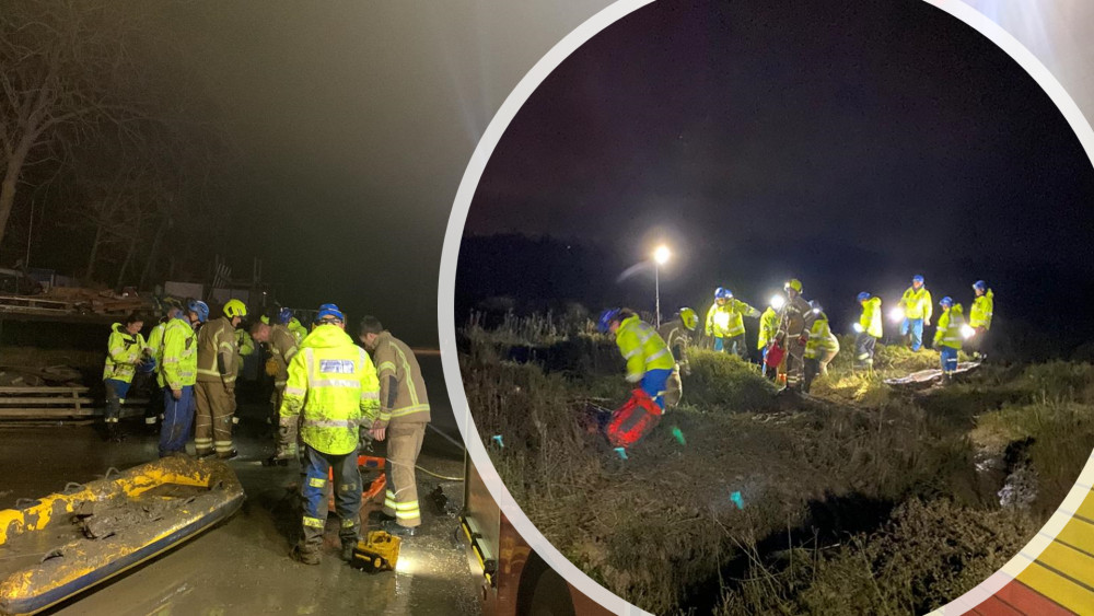 Three coastguard teams were supported by firefighters in rescuing a man who got stuck just off Fambridge Yacht Haven. (Photos: Essex County Fire & Rescue Service)