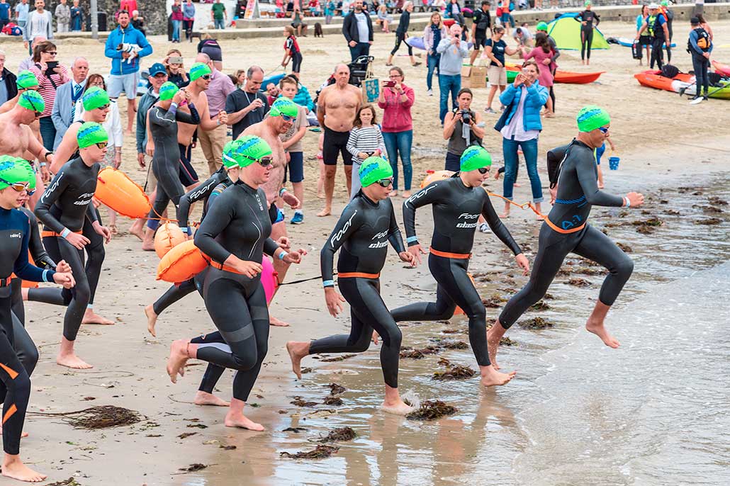 Swimmers get started at the Lyme Splash swimming challenge