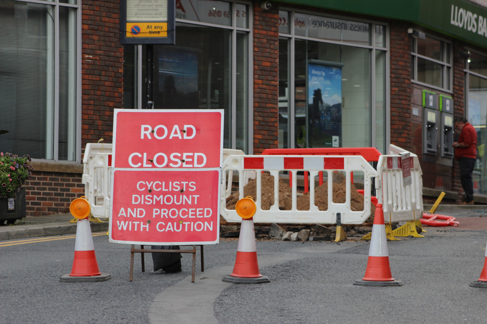 Roadworks in Macclesfield town centre. (Image - Alexander Greensmith / Macclesfield Nub News) 