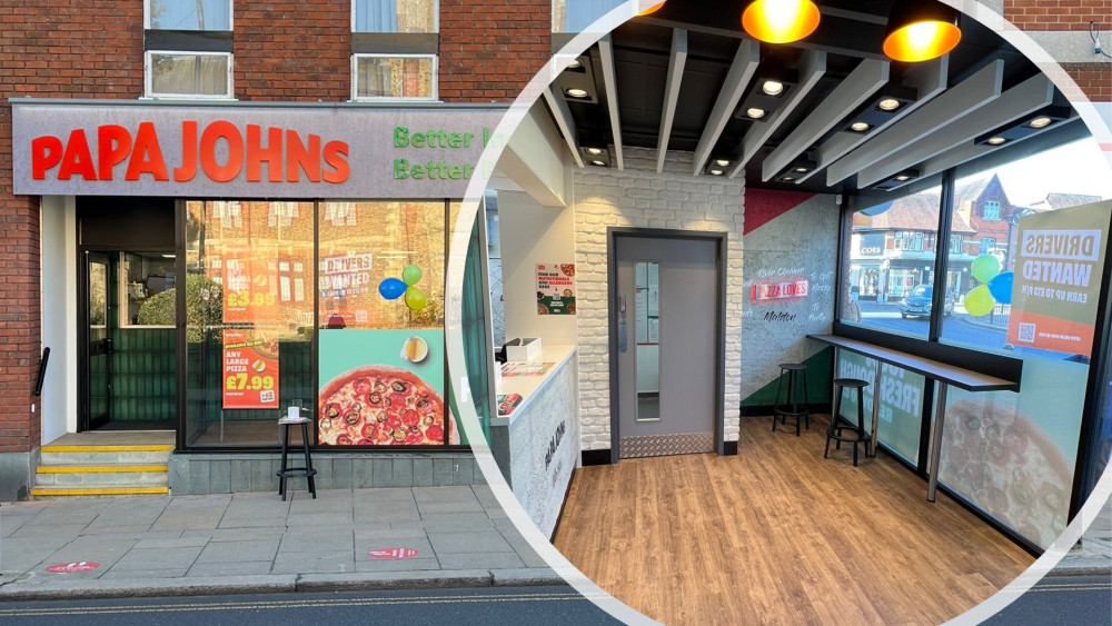 The new Papa Johns store features a customer area with a 'breakfast bar' facing out into Maldon High Street. (Photos: Papa Johns Maldon)