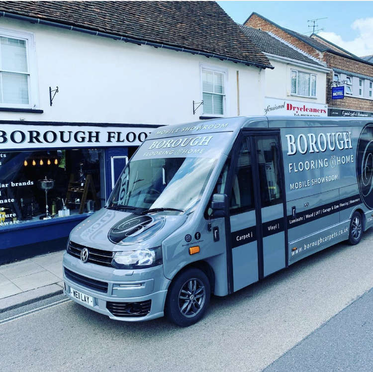 The Borough Flooring & Home bus designed by Ian to help keep the business thriving during the pandemic