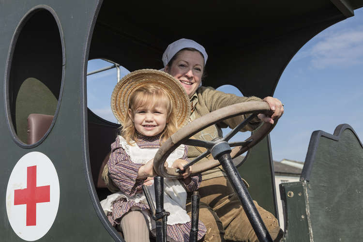 Betty and Lorna in a 1917 lorry (Credit: Stow Maries)