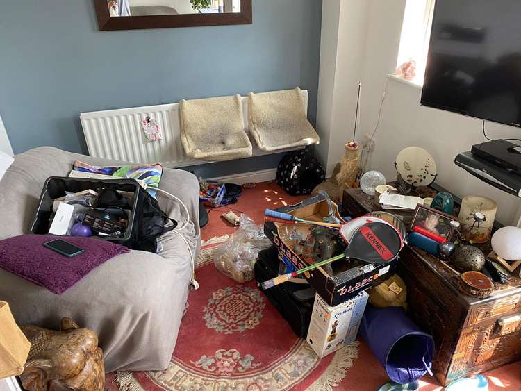 The client's living room before decluttering