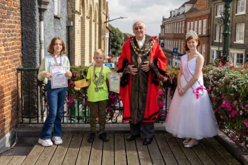 (From the left) Emily Whitworth, Charlie Taylor, town mayor David Ogg and carnival princess Anya (Credit: Maldon Carnival)