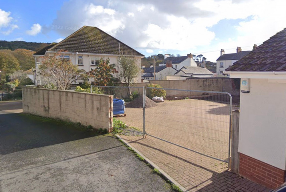 Site location for new build, Lennox Avenue, Sidmouth (Google Maps)