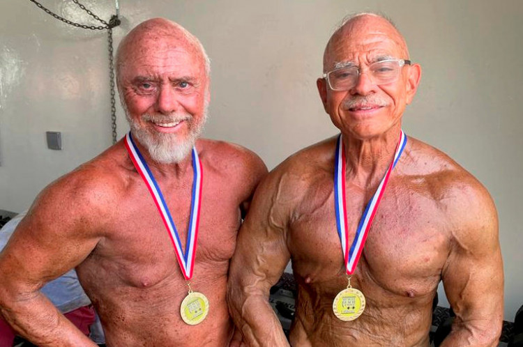 Lindsay Wain (left) started bodybuilding at the age of 57 (SWNS)