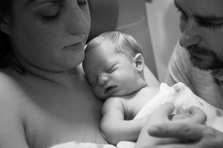 Abby and Dave with their son Max, who was born on 21 November 2019