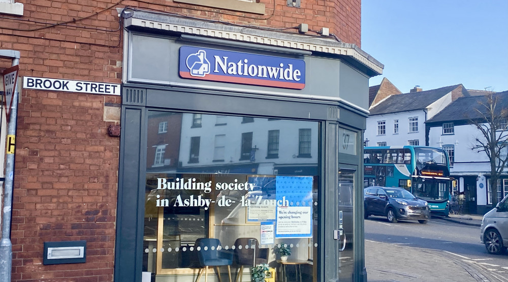 Ashby's Nationwide branch is changing its opening hours from April. Photo: Ashby Nub News