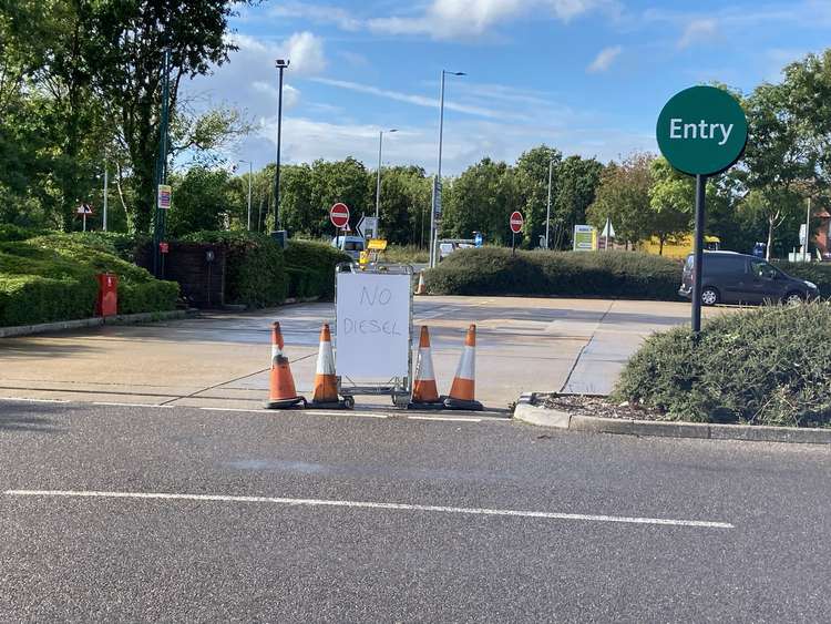 The sign outside the petrol station at Morrison's on Limebrook Way