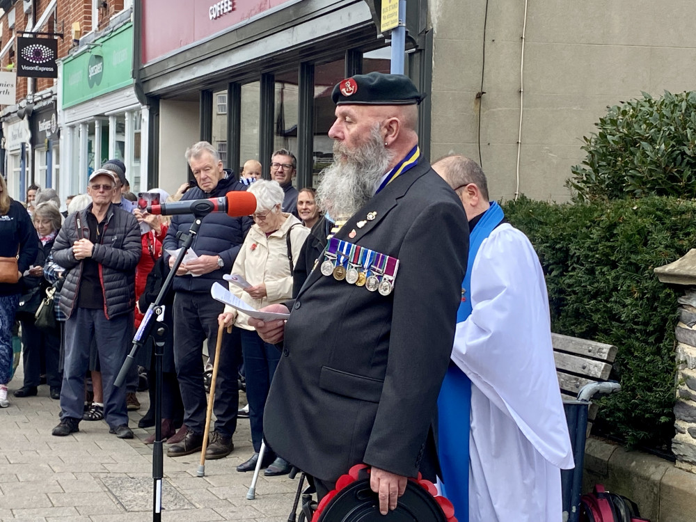 Royal British Legion chairman John Lynn at last year's Remembrance Day Service in Ashby. Photo: Ashby Nub News