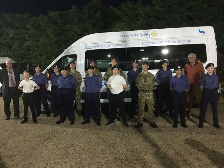 The sea cadets and their new minibus, thanks to the Maldon Rotary Club