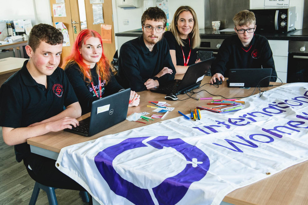 Motherwell Cheshire Inspire Energiser, Georgie Kay-Phillips and Community Share Hub Coordinator, Nadine Walker, visiting young helpers at Springfield School, Crewe Green Road (Jan Roberts).