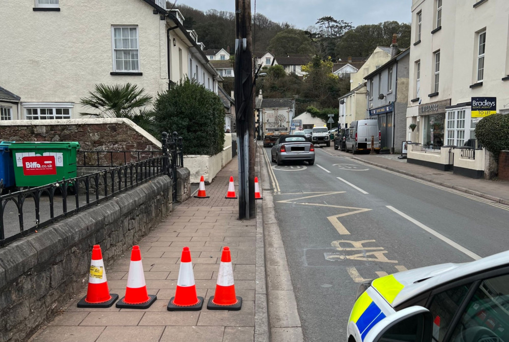 The utility pole outside Shaldon Primary School (Devon and Cornwall Police)