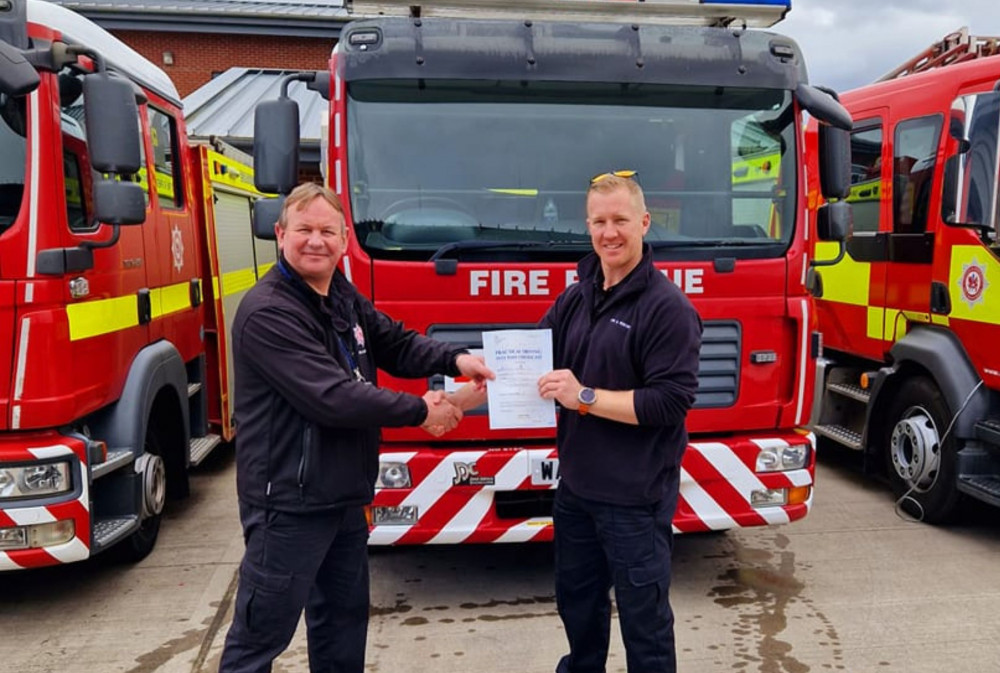 Dan Force, right, passed the test (Devon and Somerset Fire and Rescue Service)